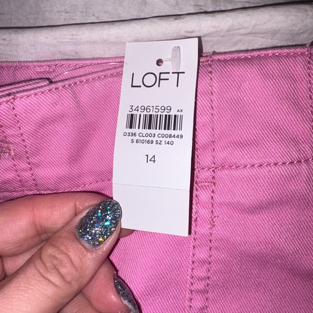 NWT! Ann Taylor Loft pink utility cargo frayed hem skirt - Picture 4 of 6